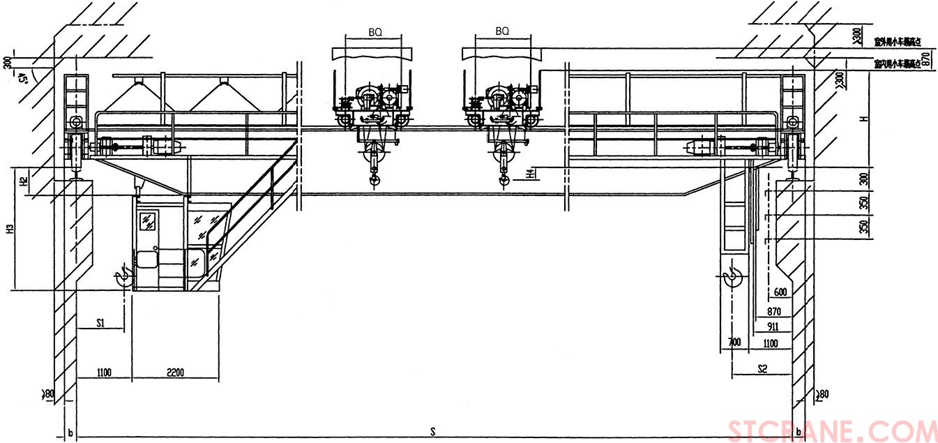 QE型双小车吊钩桥式起重机(图2)